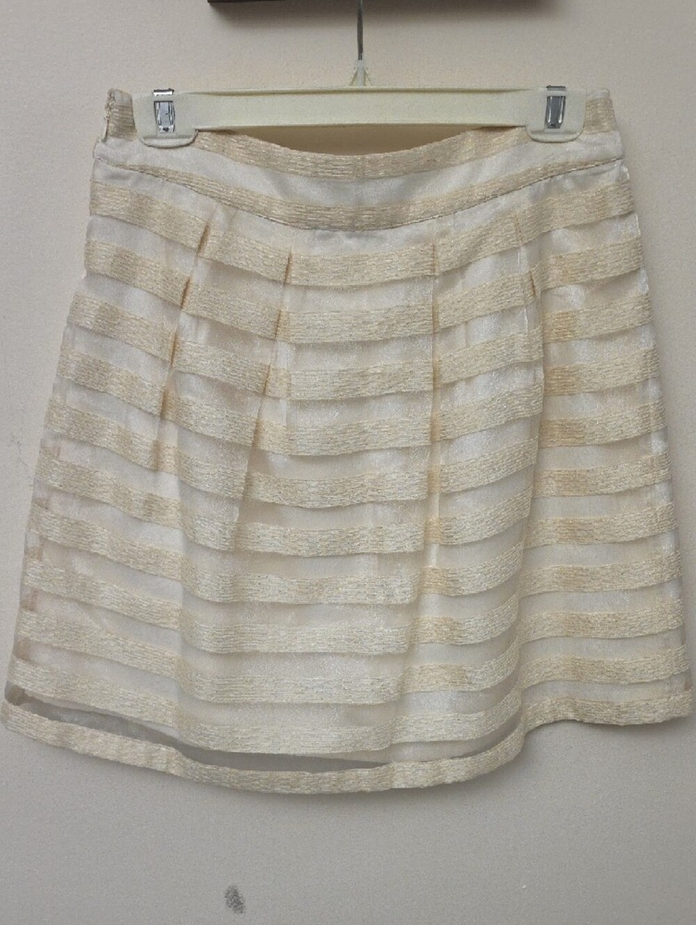 Ann Taylor Cream and Ivory Striped A-Line Skirt NWT MSRP $119 SZ 8P - Picture 8 of 8